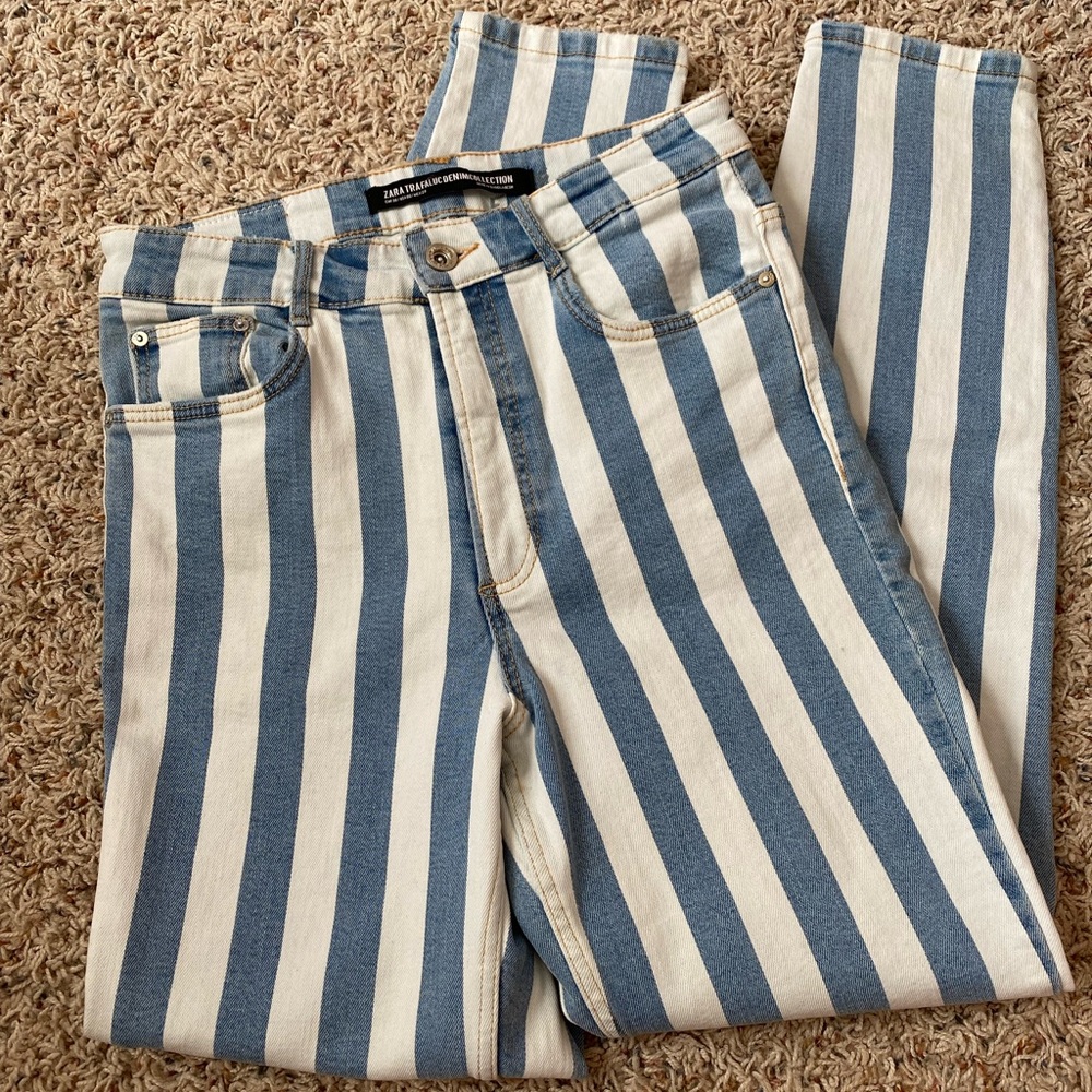Zara Pinstriped Hi Rise Jeggings